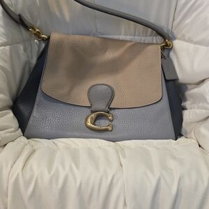 Coach Tan and Gray Leather Shoulder Bag